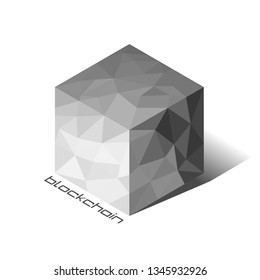Vector three dimensional emblem blockchain on white background