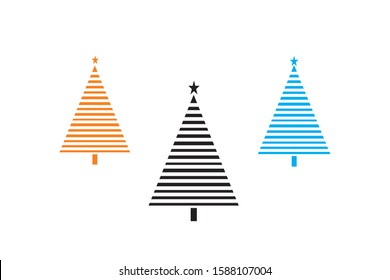 Vector of three diverse Christmas trees commonly used for Christmas greeting cards