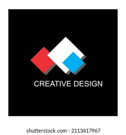 Vector of three elegant square shapes, for pencil or dye product logo.