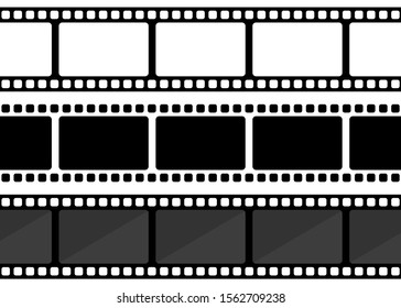 Vector three film strip illustration on white background. Vector illustration.