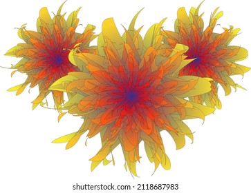 vector three flowers with the same gradient color