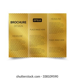 Vector three fold brochure design template with abstract gold background EPS10 Tri-Fold Mock up & back Brochure Design 
