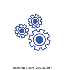Vector three gear sign icon , settings icon, gears mechanism pictogram, isolated on white background