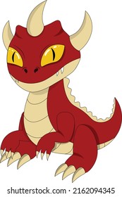 vector three horned red dragon