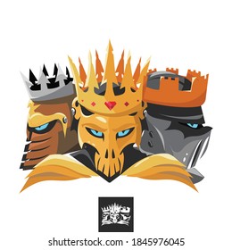 Vector Three Kings Heads with Crowns Illustration.
