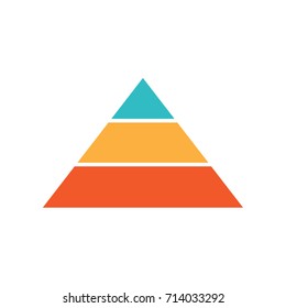 Vector Three Level Pyramid. Triangle With 3 Colors And 3 Sections.