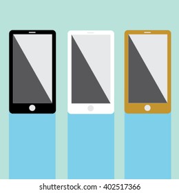 vector of three mobile phone in flat design style