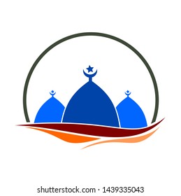 vector of three mosque domes with circles