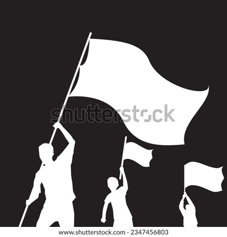 vector three people holding flags