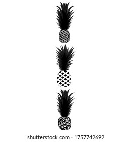 Vector three pineapple icon. Transparent background