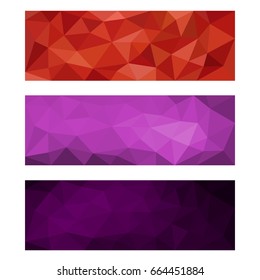 a vector of three rectangular covers of polygon graphics in different shades