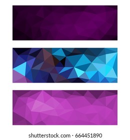 a vector of three rectangular covers of polygon graphics in different shades