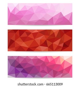a vector of three rectangular covers of polygon graphics in different shades