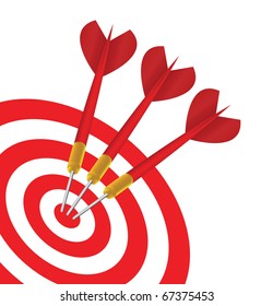 Vector Three red Darts in the same target