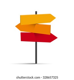 Vector three road signs, travel destinations