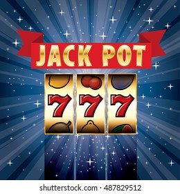 vector three seven jackpot on starry night, gambling background