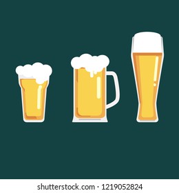 Vector of three shape of glass beer.