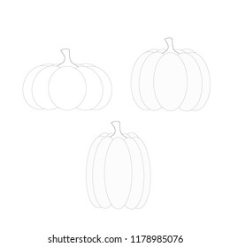 Vector of three simple pumpkins of different sizes for halloween so you can paint and color when you print them.