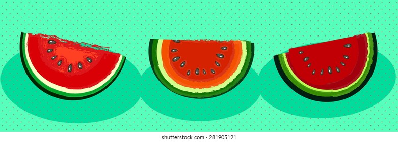 vector three slices of watermelon
