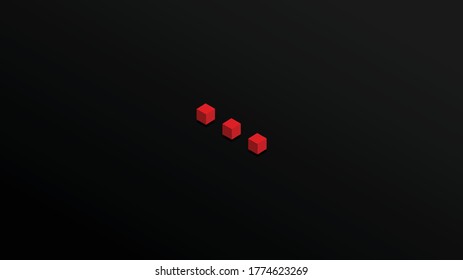 Vector three square pieces arranged in straight lines Used for relief, emptiness, unthinkable