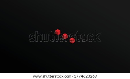 Vector three square pieces arranged in straight lines Used for relief, emptiness, unthinkable