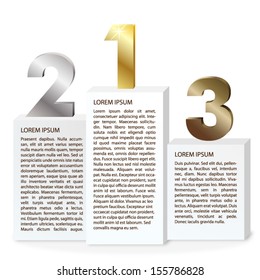 Vector Three Steps Infographic Template With Gold, Silver And Bronze Numbers./Three Steps Infographics