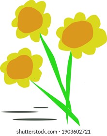 Vector three sun flower is beautiful 