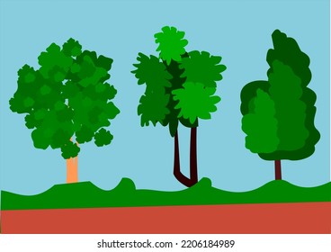vector three trees It can be used for roadside, forest, landscape photography.