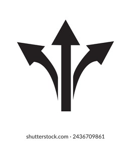 Vector Three Way Direction Icon on White Background, eps10