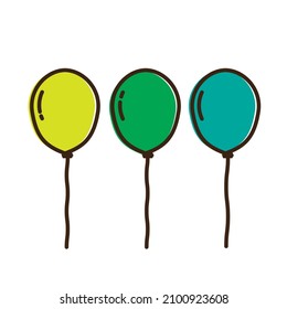 vector three yellow green blue balloons