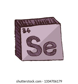 Vector three-dimensional hand drawn chemical gray red symbol of selenium with an abbreviation Se from the periodic table of the elements isolated on a white background. - Powered by Shutterstock - Get 15% off with code: PIKWIZARD15