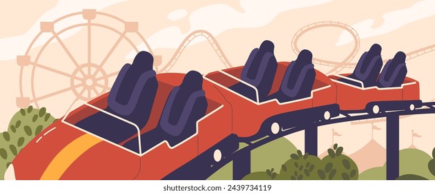 Vector Thrilling And Dynamic Roller Coaster, Gravity-defying Amusement Park Rides That Feature Steep Drops, Twists