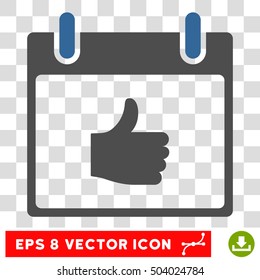 Vector Thumb Up Calendar Day EPS vector icon. Illustration style is flat iconic bicolor cobalt and gray symbol on a transparent background.