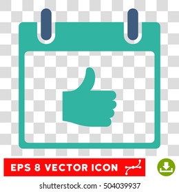 Vector Thumb Up Calendar Day EPS vector pictogram. Illustration style is flat iconic bicolor cobalt and cyan symbol on a transparent background.
