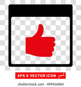 Vector Thumb Up Calendar Page EPS vector pictogram. Illustration style is flat iconic bicolor intensive red and black symbol on a transparent background.