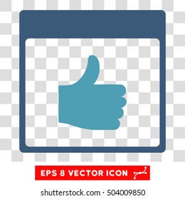 Vector Thumb Up Calendar Page EPS vector icon. Illustration style is flat iconic bicolor cyan and blue symbol on a transparent background.