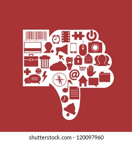 Vector thumb down icon on red background. Eps10