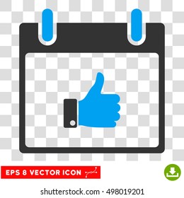 Vector Thumb Up Hand Calendar Day EPS vector pictograph. Illustration style is flat iconic bicolor blue and gray symbol on a transparent background.