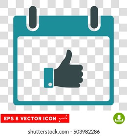 Vector Thumb Up Hand Calendar Day EPS vector pictogram. Illustration style is flat iconic bicolor soft blue symbol on a transparent background.