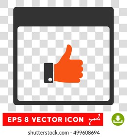Vector Thumb Up Hand Calendar Page EPS vector pictogram. Illustration style is flat iconic bicolor orange and gray symbol on a transparent background.