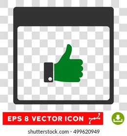 Vector Thumb Up Hand Calendar Page EPS vector pictograph. Illustration style is flat iconic bicolor green and gray symbol on a transparent background.