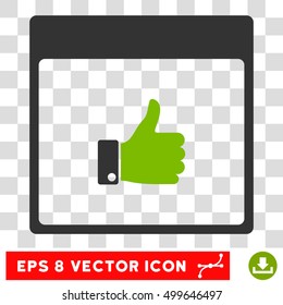 Vector Thumb Up Hand Calendar Page EPS vector pictogram. Illustration style is flat iconic bicolor eco green and gray symbol on a transparent background.