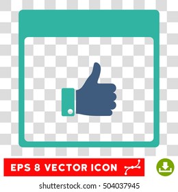 Vector Thumb Up Hand Calendar Page EPS vector pictograph. Illustration style is flat iconic bicolor cobalt and cyan symbol on a transparent background.