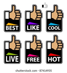 vector thumb up hand labels