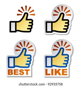 vector thumb up hand stickers