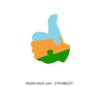 Vector thumb up icon. Puzzle piece