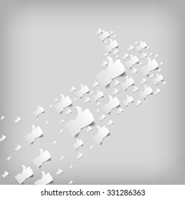 Vector : Thumb up paper on gray background