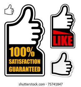 vector thumb up satisfaction guaranteed label