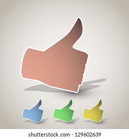 vector thumb up stickers, or price billboard