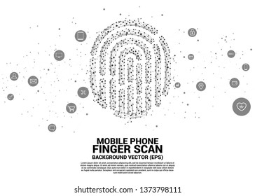 vector thumbprint icon from dot connect line polygon. background concept for finger scan technology and privacy access.